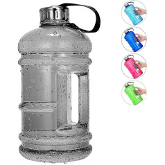 Vaupan liela ūdens pudele, 2.2L/73oz ūdens pudele ar rokturi, liela, bez BPA, PETG plastmasas, ar platu kaktiņu fitnesam, sporta zālei, āra ūdens krūze, melna krāsa