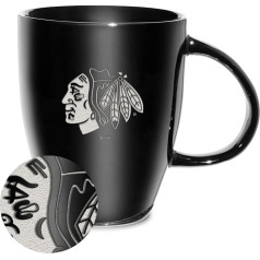 Rico Industries NHL hokeja NHL Chicago Blackhawks melns galvanizēts lāzergravēts keramikas 18oz krūzis