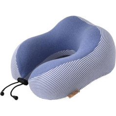 NMGHUTE Travel Pillow Neck Pillow Memory Foam Travel Pillow Spandex auduma ceļojumu kakla spilvens Ceļojumu kakla spilvens Lidmašīnas spilvens Mazgājams kakla spilvens (zils)