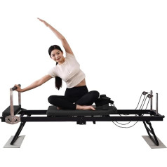 LIBRACTA Salokāms Pilates Reformer mašīna mājām Augsts ventilators - sakausējuma atsperes Tērauda struktūra 400 Lbs svara ietilpība Spēka treniņiem Spēka treniņiem Spēka treniņiem