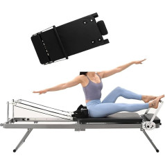 Llchaensc Salokāms Pilates Reformer mašīna - regulējama intensitātes jogas aprīkojums mājas vingrinājumiem, daudzfunkcionāla fitnesa gulta ar Pilates Reformer