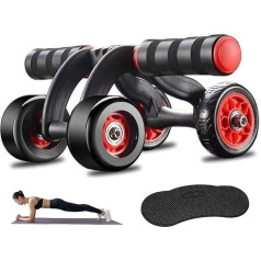 AB Roller Automātiskais ABS Rebound Trainer 4 riteņi Augstas veiktspējas vēdera ritenis ar kneeling paklāju Neslīdošs Core Training AB Roller Roll vīriešiem Sievietēm AB Roller Abs Wheel AB Roller W