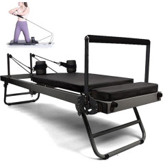 RVUEM Pilates mašīnu aprīkojums, salokāms Pilates Reformer, daudzfunkcionāla saliekamā jogas gulta, fitnesa aprīkojums, līdz 120 kg svara ietilpība, apmācībai mājās