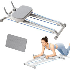 NOBBAT Pilates dēlis Abdominal Roller Multifunkcionālais dēlis ar pretestības lentēm un ceļgalu paklājiņu Multifunkcionālais vēderdēlis Push Up Board (balts)