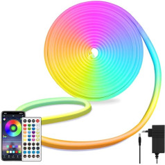 Segrass LED neona gaismas josla, DC 24 V 5 m RGB LED neona gaismas josla ar tālvadības pulti, elastīga ūdensizturīga neona LED gaismas josla guļamistabai, spēļu istabai, āra dekoram