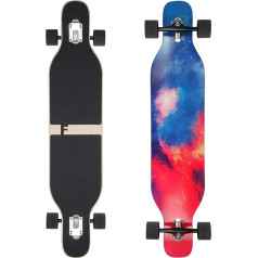 FunTomia Longboard with 3 Flex Steps Drop Through Cruiser Complete Board Mach1 Speed Ball Bearing T-Tool