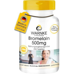 Bromelaīns 500mg - 250 tabletes - 1200 F.I.P - dabīgs ananazenzīms - vegāns un hochdosiert - lielisks iepakojums | Warnke Vitalstoffe - Deutsche Apothekenqualität