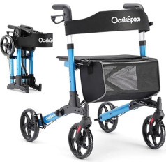 OasisSpace Ultra salokāms rollators ar iebūvētu kabeli, kompakta dizaina rollators ar sēdekli un 8