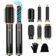 UKLISS Airstyler matu ieveidotājs 6 in 1, matu ieveidotājs ar gaisu, 3 temperatūras regulēšanas ierīces, silta gaisa birste Styling Brush 1000 W, piešķir matiem apjomu, iztaisno, izliek, cirt un žāvē matus