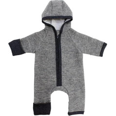 ORSON for® | Baby Wollwalk-Overalls mit Kapuze Winter aus Natur Schurwolle | Strampler Neugeborene mit Reißverschluss | 50-92 | Oeko-Tex | Unisex