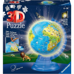 Ravensburger 4005556112890 Puzzle 3D 180 gabaliņu Globe Illuminé gabaliņu 3D gaismas globuss, daudzkrāsains