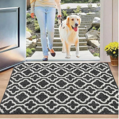 SHACOS Neslīdošs durvju paklājs 90 x 150 cm Dirt Trapper Mat Indoor Large Entrance Rug Indoor Clean Mat Mazgājams durvju paklājs Āra durvju paklājs ieejai, patio, gaitenim, mājdzīvniekiem, Black