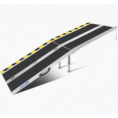 LIEKUMM 243 x 73 cm Ratiņkrēslu rampa, maks. 300 kg, neslīdoša alumīnija saliekamā rampa ratiņkrēslu lietotājiem vai gājējiem, sliekšņa rampa pakāpieniem, kāpnēm, ar atbalsta kāju.