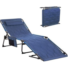 ALPHA CAMP kempinga guļamkrēsls saliekams 4 virzienu regulējams sauļošanās guļamkrēsls Oversized Garden Lounger XXL Camp Bed Tripod Lounger ar sānu kabatu un spilvenu