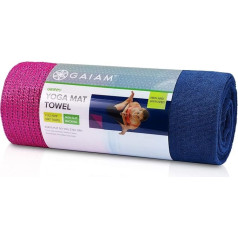 Gaiam Non-Slip Yoga Mat Towel - Quick Dry Towel - Great for Hot Yoga - Microfiber and Machine Washable - Grippy Back