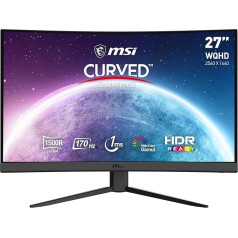 MSI G27CQ4DE E2 27 collu (69 cm) spēļu monitors, WQHD (2560 x 1440), Curve 1500R, 170 Hz, 1 ms, VA, HDR Ready, FreeSync Premium, HDMI 2.0b, melns