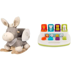 Nattou Rocking Animal Donkey Cappuccino & Battat Baby Toy Motor Skills Toy - Pop Up Activity Centre with Animals - Educational Toy with Push Buttons, Baby Toy Children from 18 Months