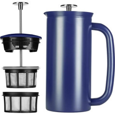 ESPRO - P7 French Press - dubultsienu nerūsējošā tērauda izolēts kafijas un tējas pagatavošanas aparāts ar mikrofiltru - ilgāk saglabā dzērienus karstākus, lieliski piemērots lietošanai mājās (Egejas zila, 18 oz)
