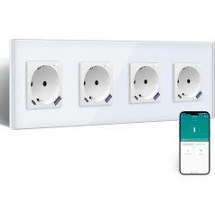 BSEED ZigBee kontaktligzda ar USB C 20 W ātro lādētāju ar patēriņa mērījumu, WLAN kontaktligzda ar iebūvētu iebūvi Alexa/Google Home, viedā kontaktligzda ar strāvas mērījumu 16 A, 4-virzienu balta (Gateway Hub)