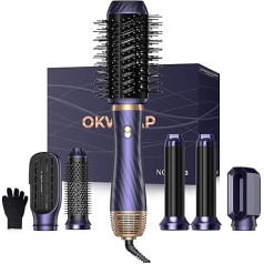 Matu ieveidotājs OKWRAP Airstyler set 6 In 1 Mit Rundbürstenföhn Haarstyler Warmluftbürste Thermal Brush Airflow Lockenstab Automatisch, Volumen Föhnbürste,Für Glätten, Trocknen, Volumen, Locken