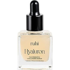 ruhi® Organic Hyaluronic Serum High Dose & Vegan ar 1,2% tīra hialurona un inovatīvām probiotikām 10 ml ar organisko alveju, balto organisko tēju un organisko vītolu mizu Ražots Vācijā.