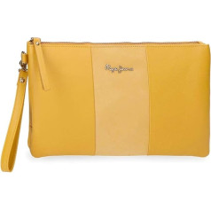 Pepe Jeans Double Brieftasche Handtasche Gelb 27x17x2 cms Leder