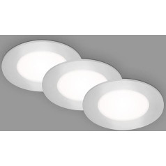 BRILONER Leuchten 7125-434 3 iebūvētu griestu LED gaismu komplekts Ultra plakanas iebūvētas starmešu gaismas neitrāli balta gaisma matēts hroms 86 x 30 mm (DxH)