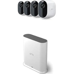 Arlo Essential Spotlight VMB4540 Bezvadu āra novērošanas kamera, 1080p un sertificēti SmartHub aksesuāri, kameras un durvju zvani, vietējā USB-A tipa atmiņa, balta krāsā