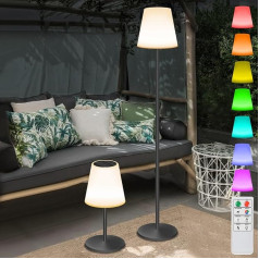 gaismas cerēt Saules LED stāvlampa ar regulējamu apgaismojumu, saules un USB uzlādējama āra stāvlampa, silti balta un RGB akumulatora bezvadu saules lampas IP44 ūdensnecaurlaidīgas āra, terases, dārza vajadzībām