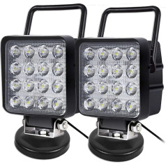 Willpower Pack of 2 LED darba lukturi ar magnētisko pamatni, 4 collu 48 W pārnēsājama LED plūdu gaisma automašīnām ekskavatoriem piekabēm traktoriem kravas automašīnām SUV bezceļiem