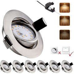 LED Einbaustrahler 3 stufen Dimmbar ultra Flach,3000K Warmweiß Spots,230V 6W 600LM Einbauleuchten,Einbauspots mit 30° Schwenkbar,Deckenspot IP54,Deckenstrahler für Wohnzimmer,Badezimmer,Küche 6er Set