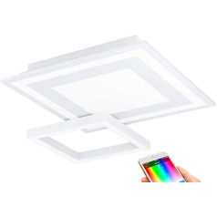 EGLO Connect Savatarila-C LED griestu lampa, 2 spuldzes, izgatavota no tērauda un plastmasas, baltā krāsā, krāsu temperatūras maiņa (silta, neitrāla, auksta), RGB, aptumšojama, L x W 45 cm