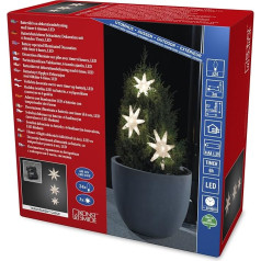 Konstsmide LED Lichtervorhang, 3 Acryl Sterne, mit 6h Timer, 24 warm weiße Dioden, batteriebetrieben, Außen (IP44), caurspīdīgs kabelis, 4 x AA 1.5V (exkl.) - 6133-103, Bunt