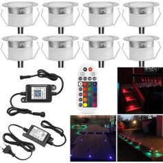 Bluetooth RGB RGB LED grīdas uzstādīšanas gaisma Āra 0,5 W diametrs 45 mm IP67 ūdensnecaurlaidīgs LED iebūvēts starmešu apgaismojums Terases virtuves dārza LED lampas pilns komplekts