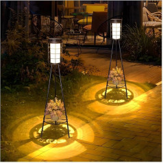 YNDD Pack of 2 Solar Floor Lamps, āra, LED dekoratīvā grīdas lampa ar USB uzlādes portu, IP65 ūdensizturīga, dimmable Solar Floor Lamps for Outdoor Use for Driveway, Patio, Garden, Yard, Path, Pool