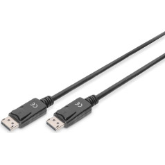 Displayport savienojuma kabelis ar fiksatoriem 4k 60hz uhd dp/dp m/m melns 1m