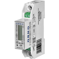 1-fāzes elektroenerģijas skaitītājs 100A, daudztarifu, RS-485 ports, MID, 1 modulis, DIN TH-35mm, PV