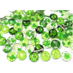 Beadsvision 50 x Stikla kabošoni 12 mm Shamrock Mix Round 103