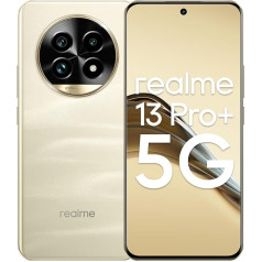 realme 13 pro+ 5G viedtālrunis 12 + 512 GB, Snoy Periscope OIS kamera, AI Ultra Clarity, 120 Hz izliekts displejs, 80 W Supervooc uzlāde, 5200 mAh masīva baterija, ES versija, zelta krāsā