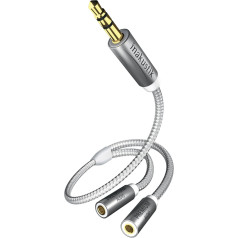 Inakustik Premium MP3 austiņas Stereo audio 3,5 mm Jack Y adapteris no 2 x 3,5 mm Jack Female uz 3,5 mm Jack spraudni