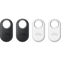 Samsung Galaxy SmartTag2 Bluetooth Tracker, Compass View, Close Search, with up to 500 Days Runtime, Waterproof, Black/White (Pack of 4)