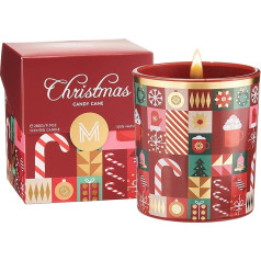 M&SENSE Candy Canes Apple & Coconut Scented Candles in Glass for Christmas 280 g 55 Hours Burning Time Christmas Candles with Cotton Wick Clean Non-Toxic Natural Soy Wax Candle for Spa and Yoga