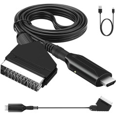 HERBYD All in One Scart uz HDMI pārveidotājs - SCART uz HDMI adapteris Video audio pārveidotājs HD ar SCART ieejas kabeli un HDMI izejas portu HDTV STB VHS VCR PS3 Sky DVD Blu Ray kabelim