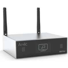 Arylic S50 Pro+ WiFi un Bluetooth 5.0 audio uztvērējs, aptX HD priekšpastiprinātājs ar ESS Sabre Dac AKM ADC Multiroom/Multizone, bezvadu WiFi audio uztvērējs ar AirPlay, Spotify, interneta radio