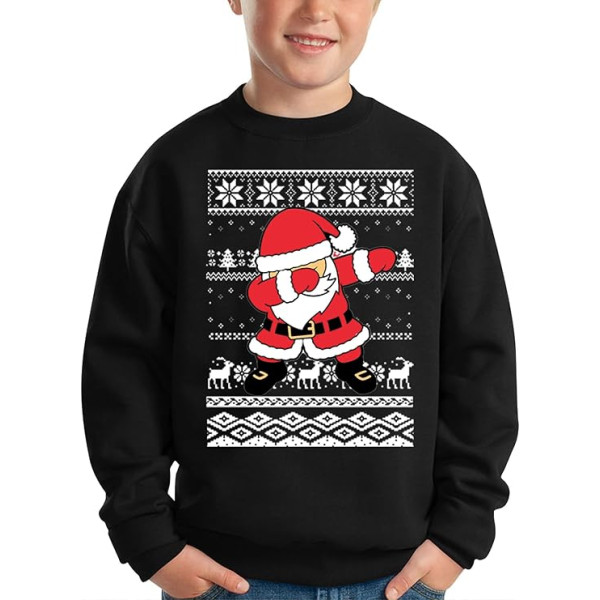 BesserBay Bērnu Ziemassvētku Ziemassvētku Crew kakla džemperis Santa Print Unisex treniņtērps 110-164