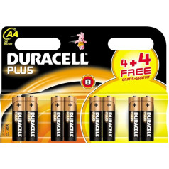 Duracell Plus sārmu baterijas AA LR6 1,5 V, 8 gab. iepakojumā