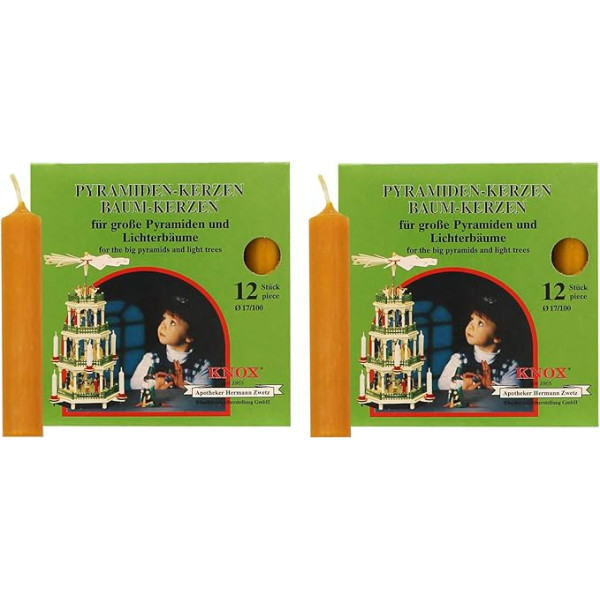 OLShop AG Knox Piramīdas sveces dabīgas 2 gab. iepakojumā (2 x 12 gab.) Izmērs aptuveni 17 x 100 mm Ziemassvētku sveces