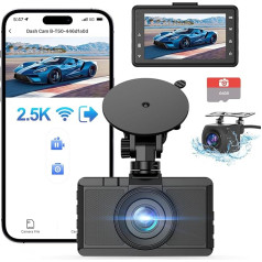 Topabol Dash Cam Car Front Rear 2.5 K + 1080P, WiFi Dash Cam Free 64 GB SD, 170° Wide Angle, Dash Cam Car G-Sensor, Car Camera App Control, WDR Night Vision, Dasch-cam Car Wireless, Support 256 GB Max