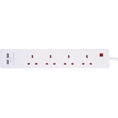 Удлинительный кабель Pro Elec PL15388 с 2 x 2,4 В USB-разъемами для зарядки, белый, 5 м