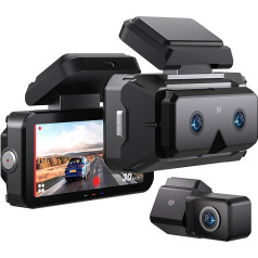 AKEEYO Eyes Dash Cam Front Rear 2K 3 kanālu Car Dash Cam Front ADAS BSD AI Driving Assistance Wide Angle and Telephoto Lens 2K+2K+2K HDR+ WDR 5G WiFi GPS Voice Command Car Dash Cams automašīnām